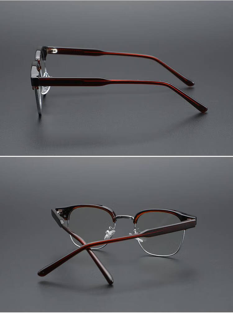 韩系眉毛近视镜框搭配正装商务潮人近视眼镜文艺复古茶色眼镜架男 茶
