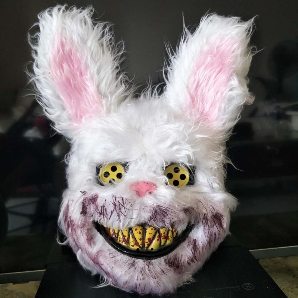 抖音同款血腥兔子面具恐怖化妆派对头套cos万圣节恐怖道具 血腥兔子