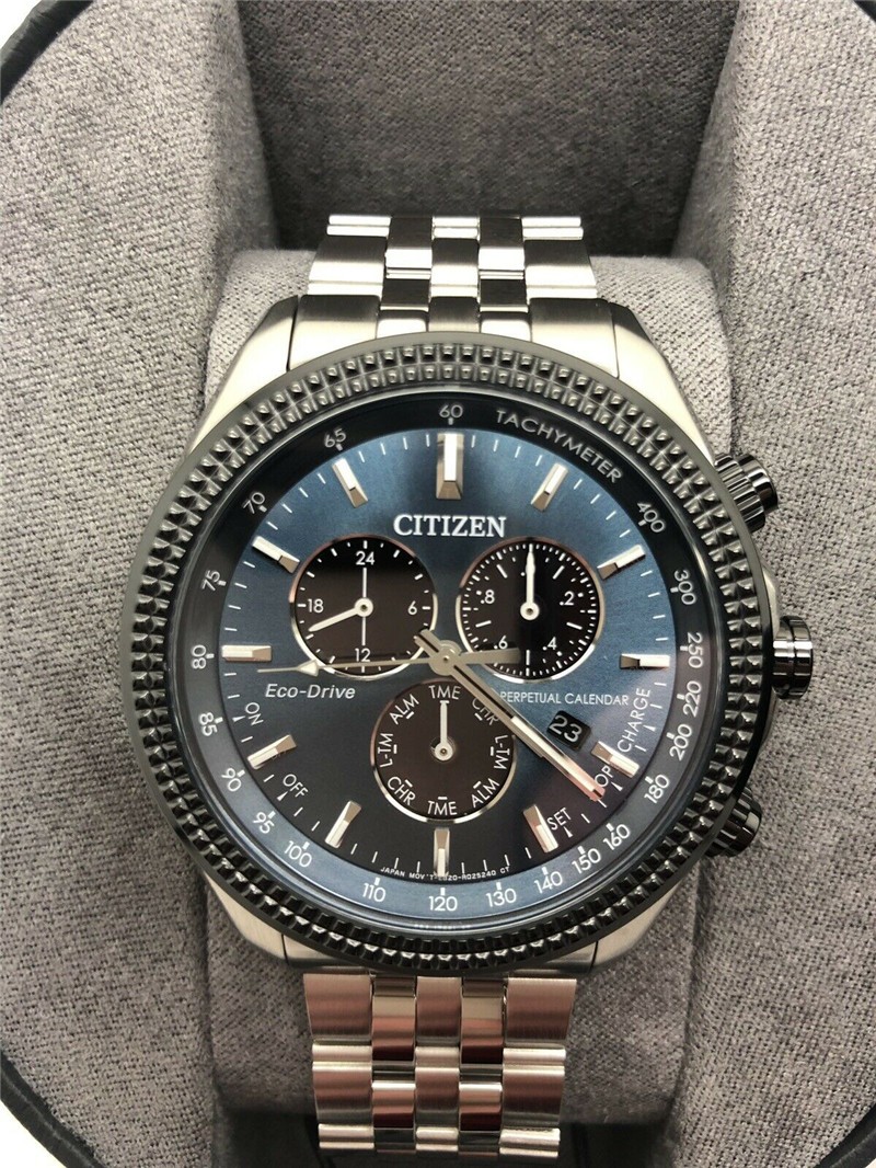 西铁城citizen光动能男表三眼计时码表休闲时尚双日历男士手表bl5568