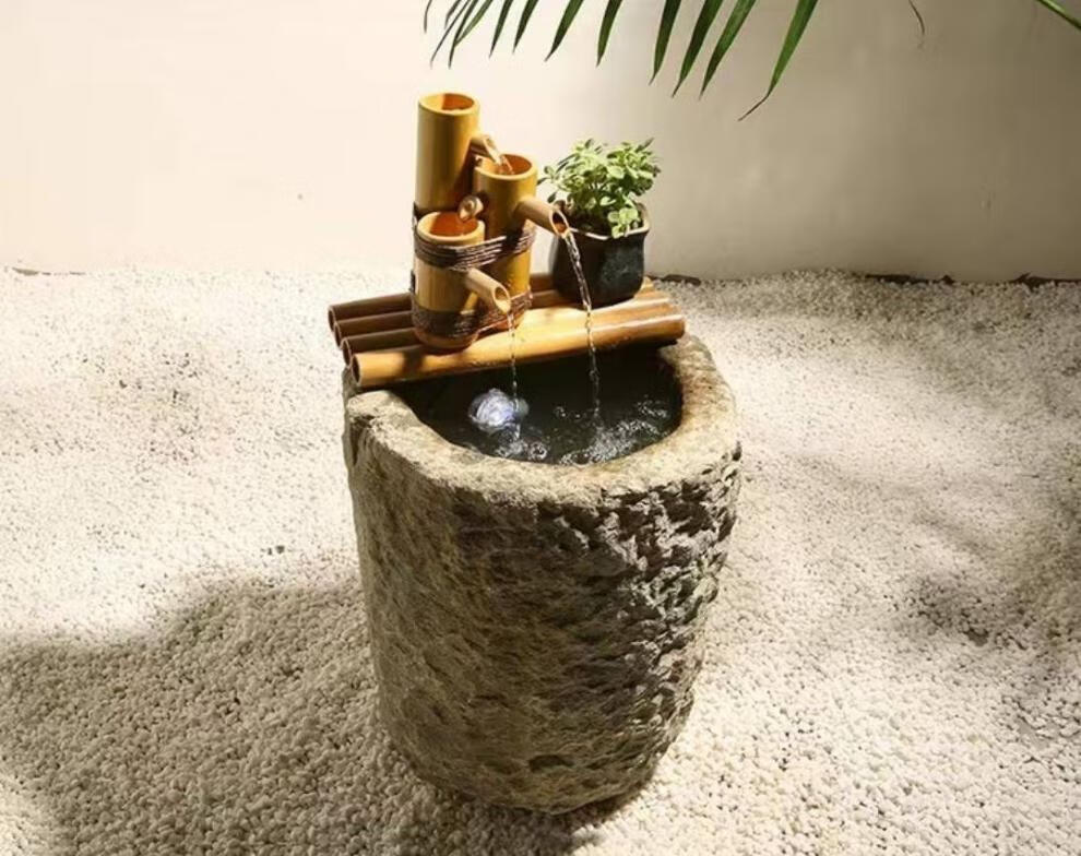 青石牛槽鱼缸马槽流水老旧石槽水景大型风水摆件庭院水槽喷泉 款式9