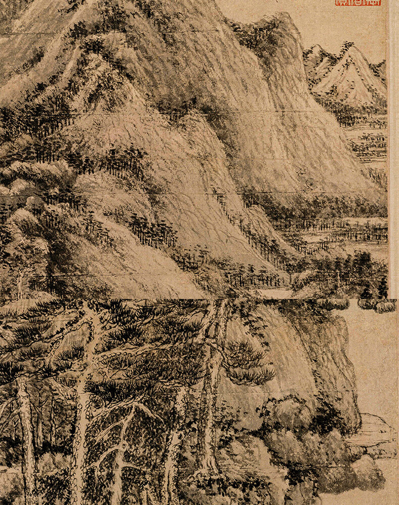 可狄元王蒙夏日山居图条幅卷轴名画真迹复制品山水画客厅玄关装饰挂画