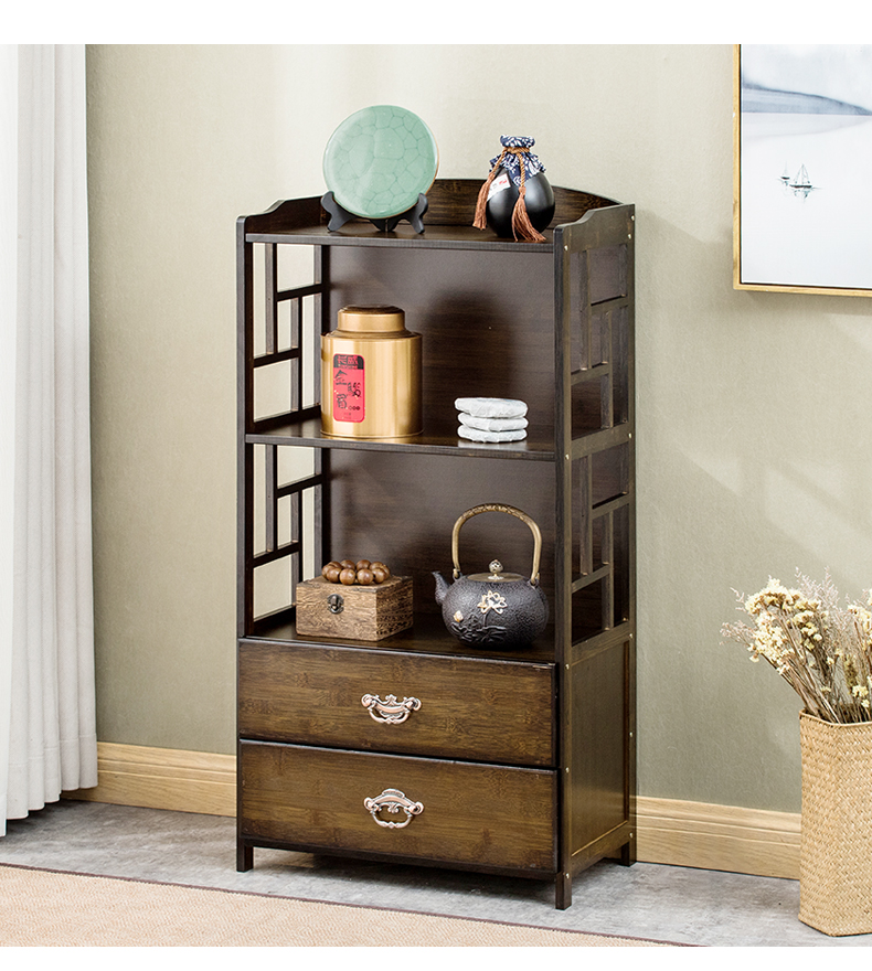 新中式茶柜架茶水柜桌架书架储物柜茶台多层茶边柜竹实木客厅茶具