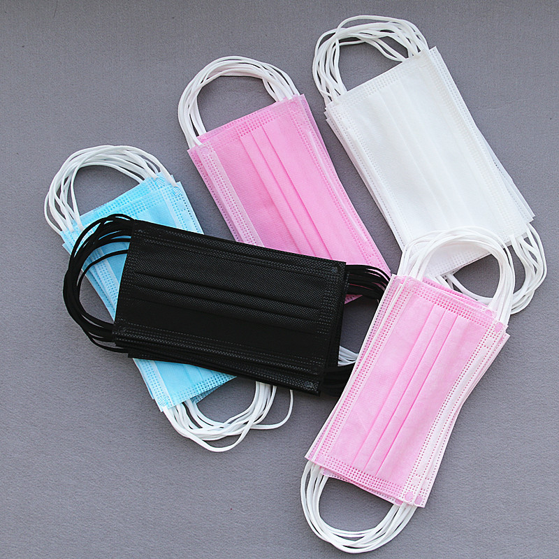 千弗 一次性两层防护口罩成人防尘双层口鼻罩粉色薄款防晒透气 成人2