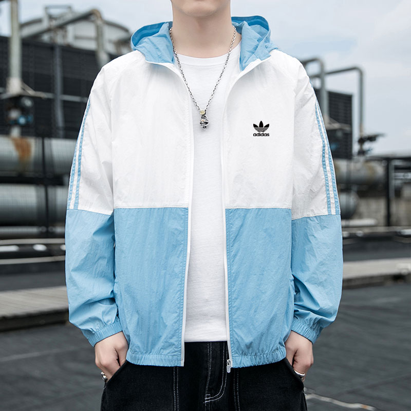 adidas阿迪达斯三叶草防晒服夏季男士休闲运动防晒衣薄款夹克外衣