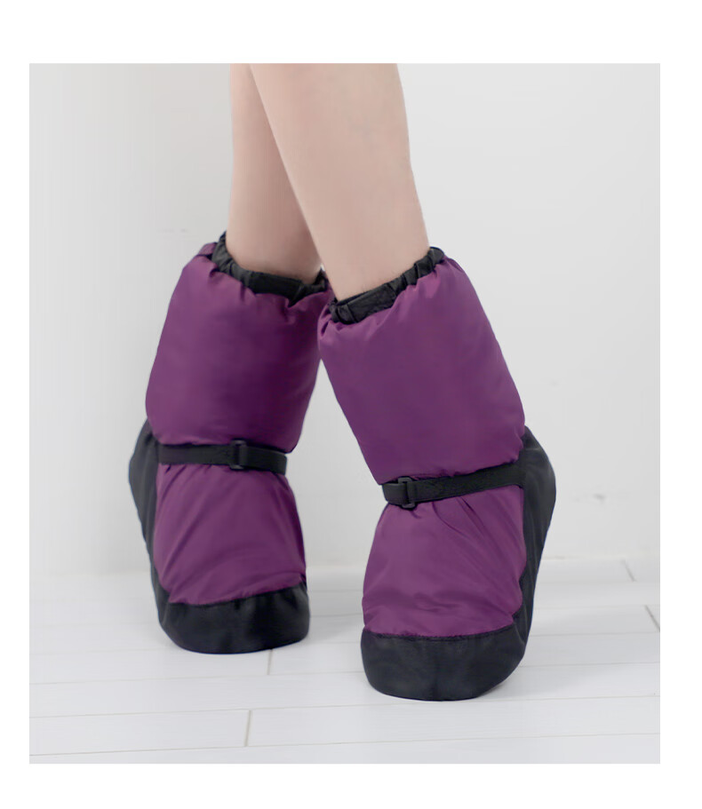 秋冬加绒舞蹈鞋芭蕾舞鞋女成人练功软底鞋儿童舞蹈鞋跳舞棉靴紫色3435