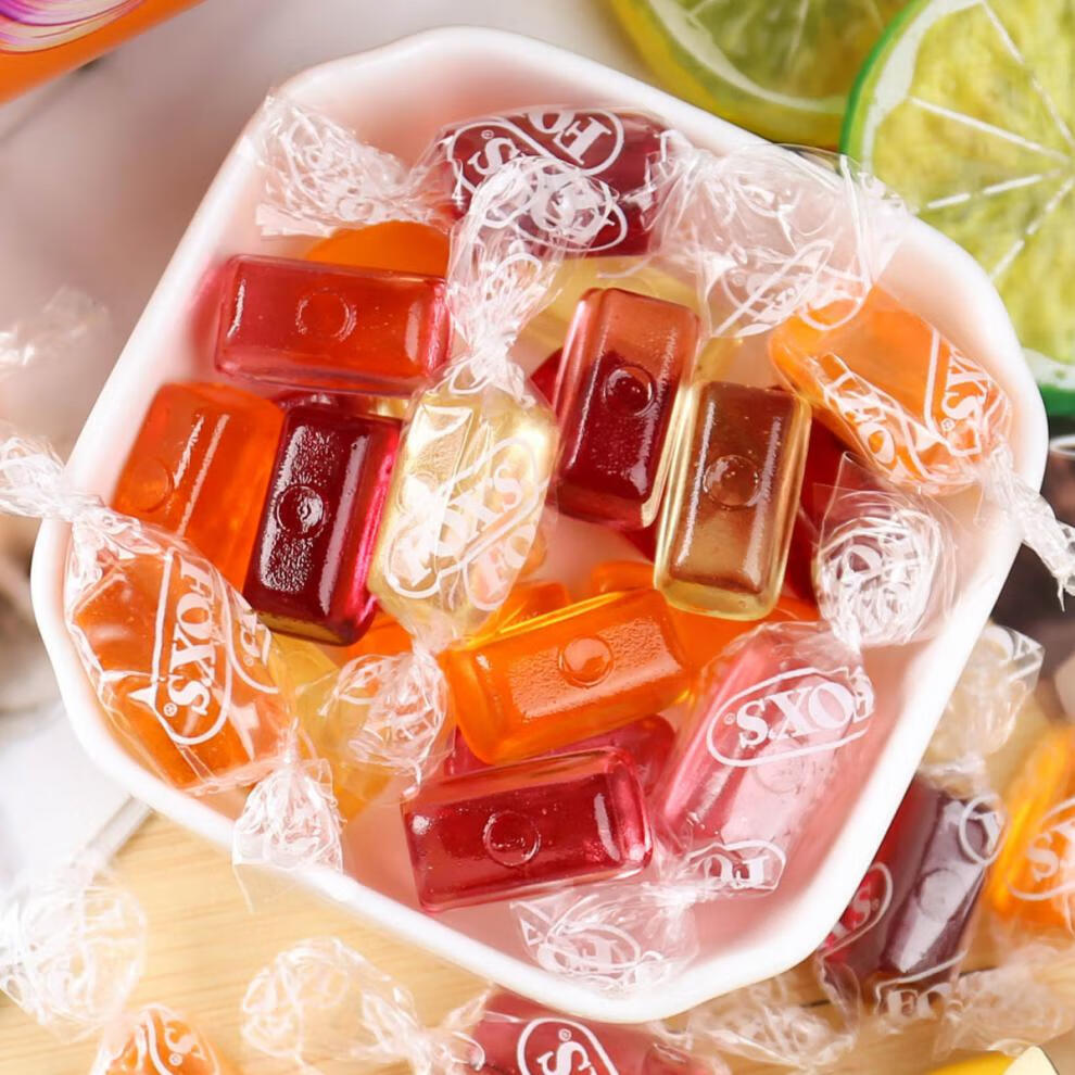 印尼进口foxs水晶糖水果味硬糖罐装柠檬黑加仑草莓味水果糖小零食 杂