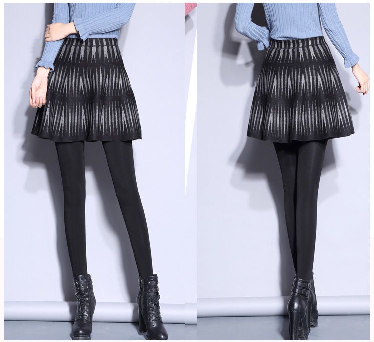 带裙子的打底裤2021秋冬女士外穿加绒打底裤裙裤弹力显瘦带裙子连裤裙