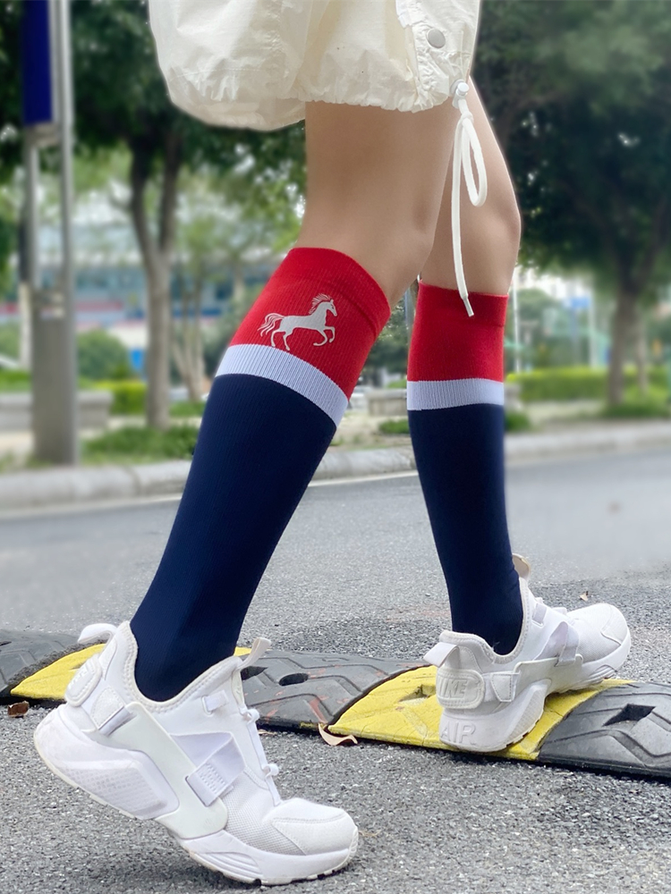 马拉松袜子秋冬夜跑反光过膝长筒跑步压缩袜男女高筒机能压力运动