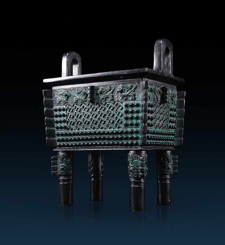 铜鼎纯铜方鼎铜鼎摆件家居办公室桌面摆设商务开业乔迁礼品16父戊方鼎