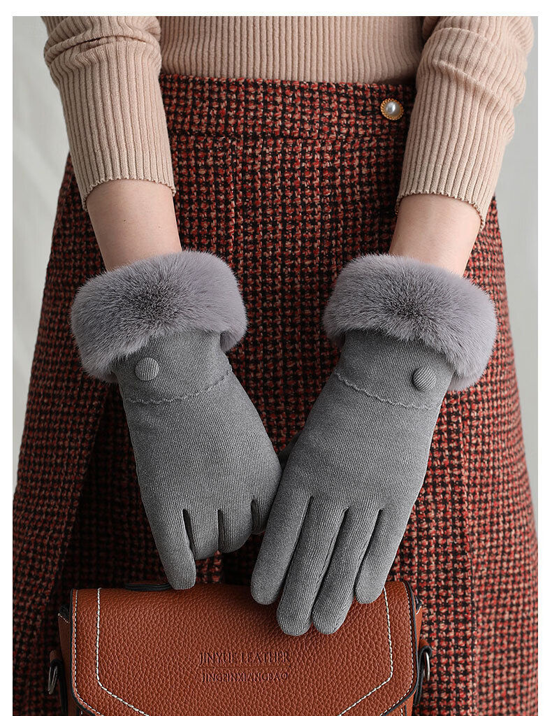 顶悍 保暖手套女士冬季冬天罗舒棉户外韩版运动骑行加厚触屏防风 黑色