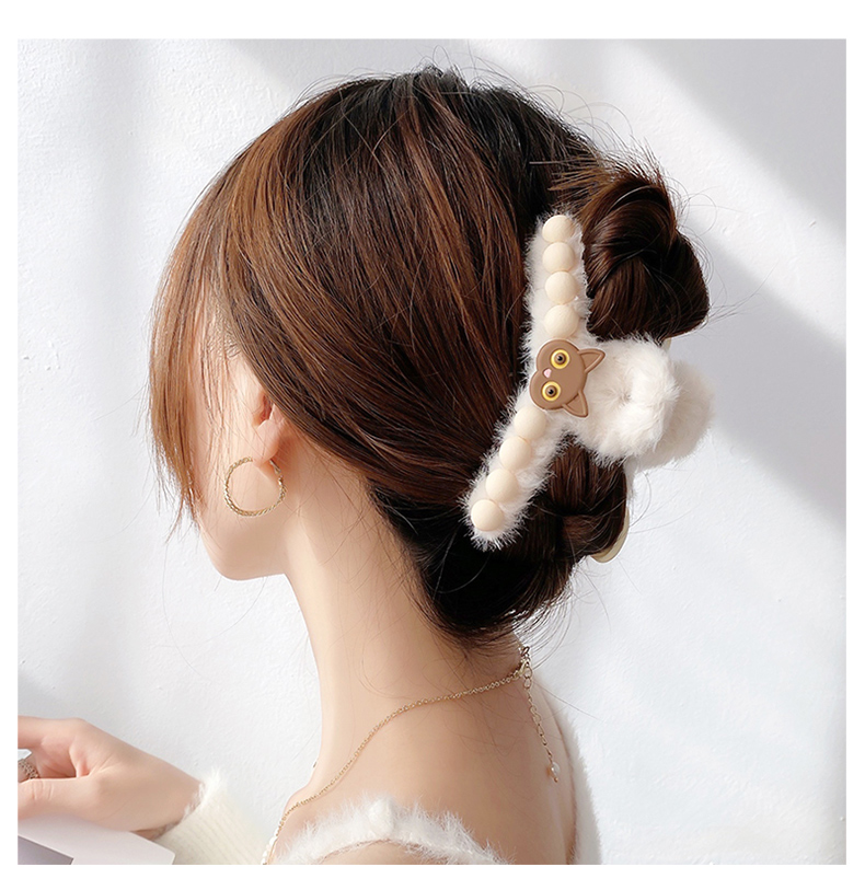 可狄韩式毛绒抓夹脑后发夹个性盘发鲨鱼卡子秋冬不易伤发优雅发饰纯色