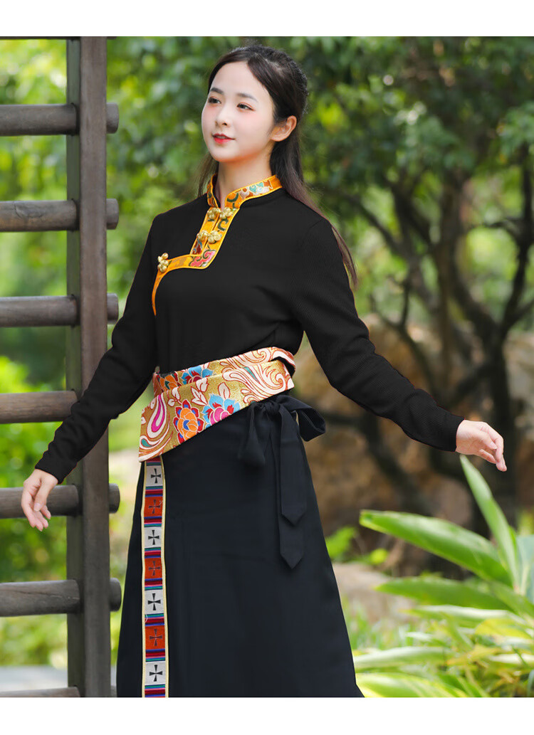 去拉萨旅游穿的衣服民族风女装秋季藏族服饰女式藏舞舞蹈服演出服装藏