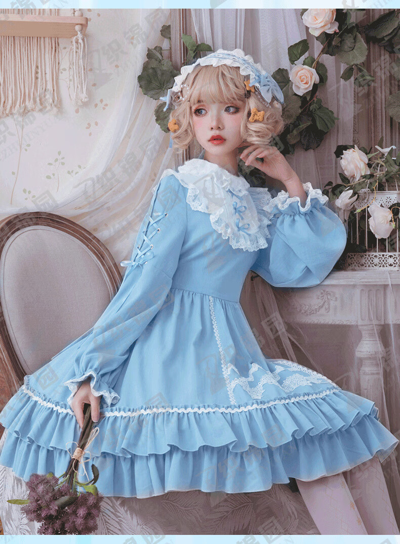 洋装lolita连衣裙少女日常萝莉塔软妹公主裙定制款 粉色 s