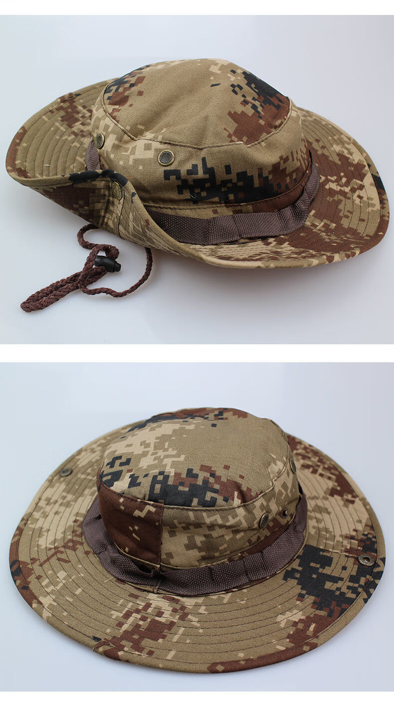 荒漠迷彩帽迷彩圆边帽夏季户外男军迷帽防晒奔尼帽钓鱼渔夫帽城市迷彩
