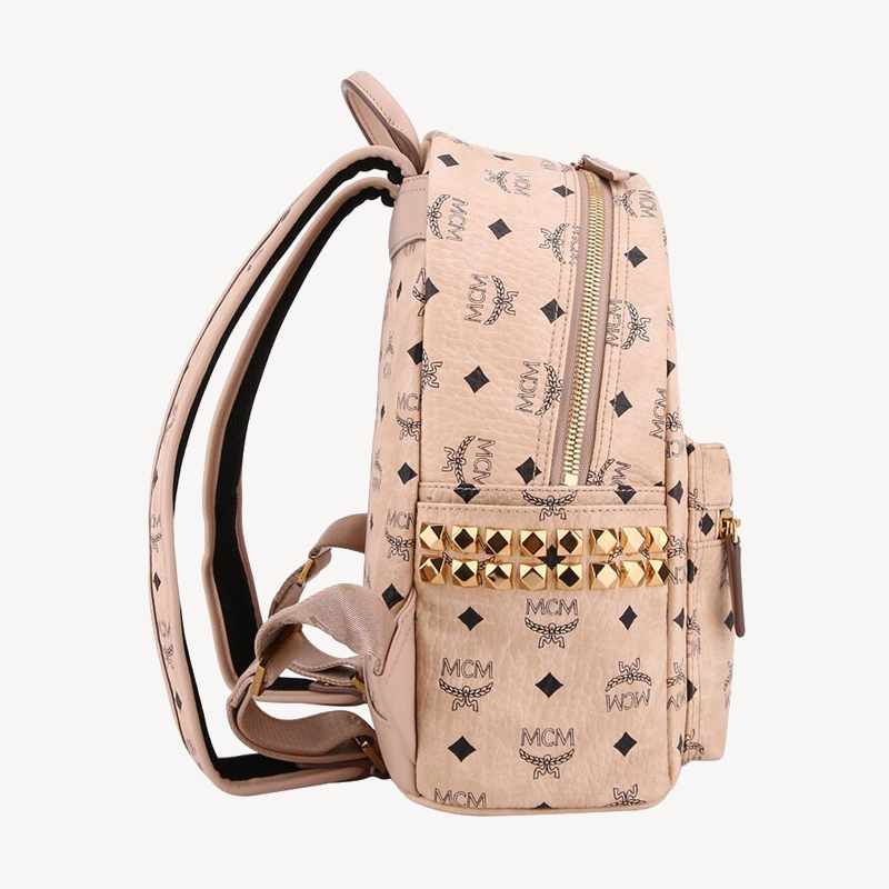 mcm男女中性涂层帆布双肩包米色小号mmk6sve37ig001 米色