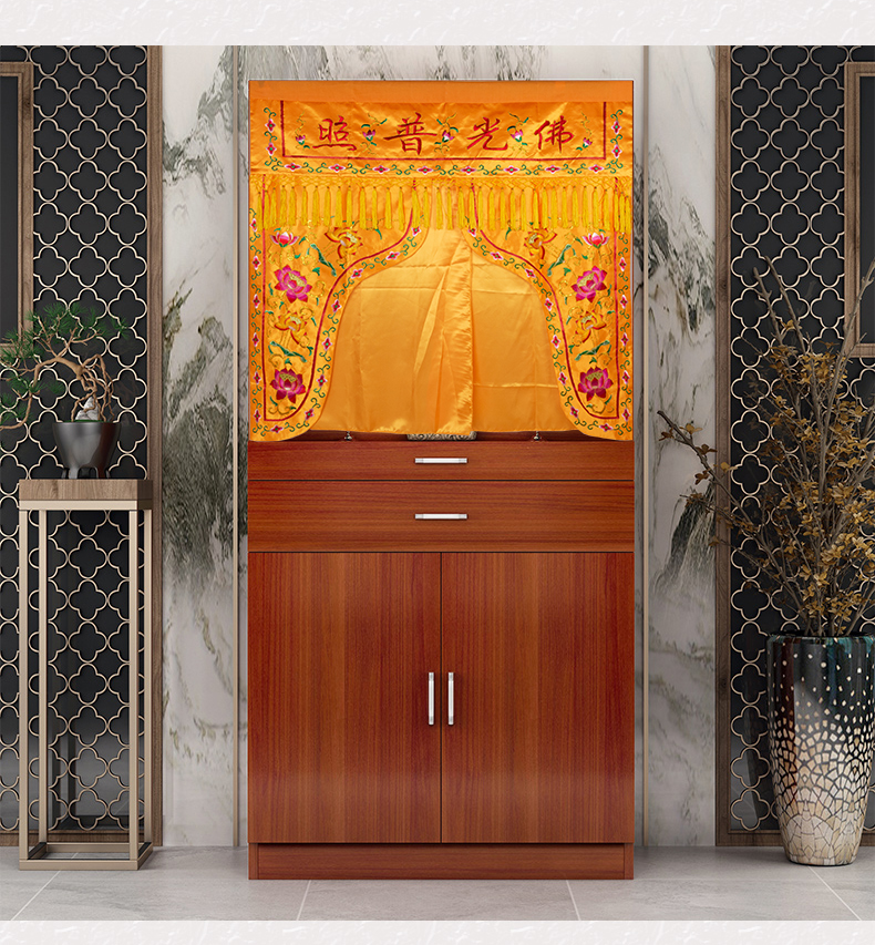 佛龛挡佛帘门帘布佛教家用刺绣供佛遮挡装饰挂帘佛光普照堂帘卧室瀚绮