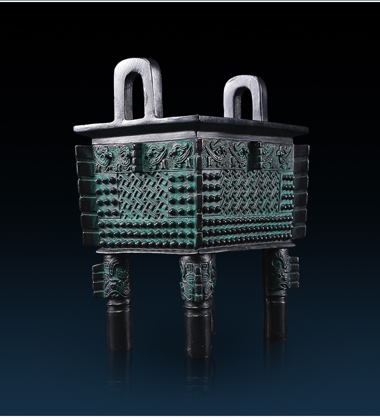 铜鼎纯铜方鼎铜鼎摆件家居办公室桌面摆设商务开业乔迁礼品16父戊方鼎