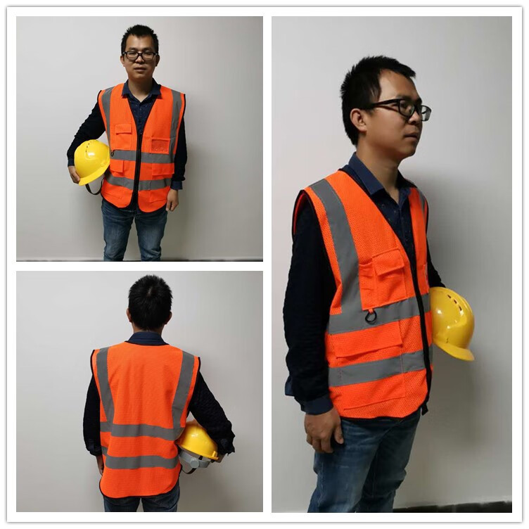 反光背心施工工人网布透气马甲工程管理人员口袋安全防护警示衣服透气
