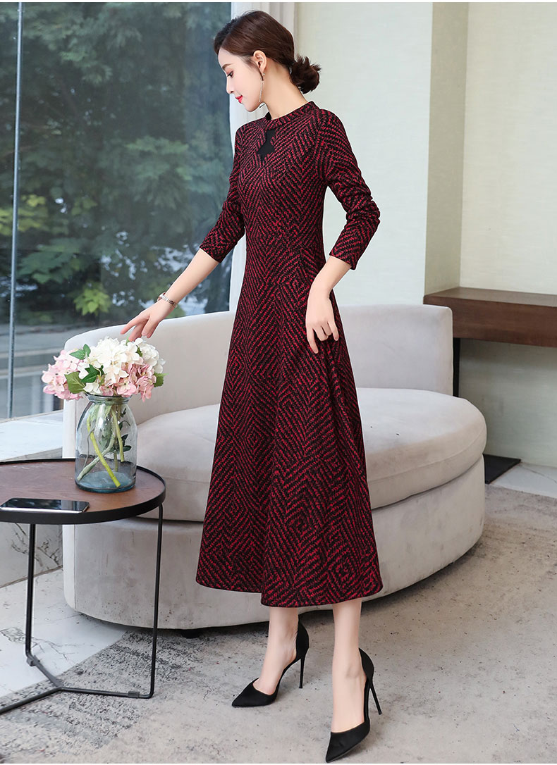 【优选新品】保暖冬天打底连衣裙加厚30-40岁冬裙秋冬女贵夫人加绒