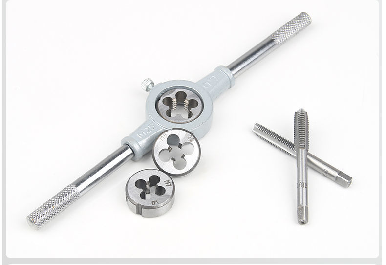 高硬度丝锥板牙丝锥板牙套装手动攻牙攻丝器绞手扳手五金工具6件套