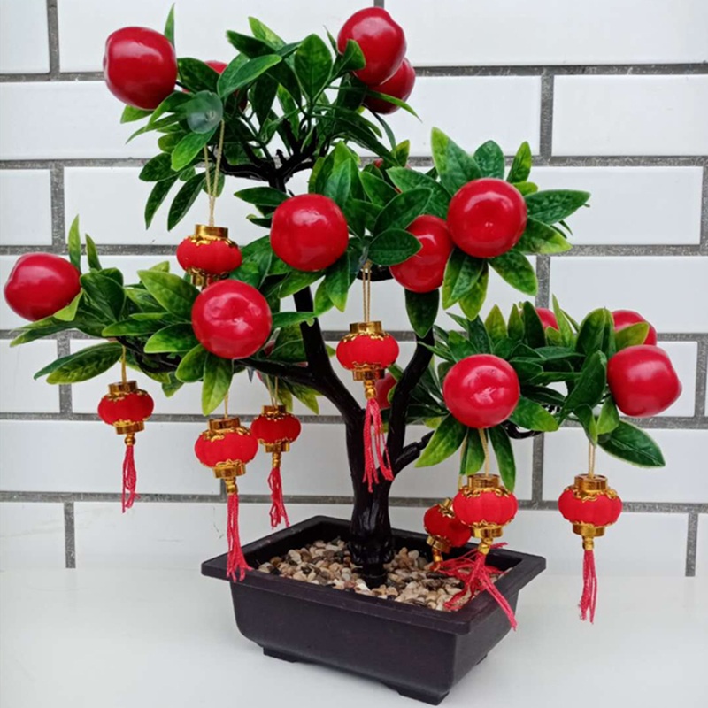 禾佳成 餐桌花仿真树假树仿真水果树大型盆栽树苹果橘子桃子盆栽客厅