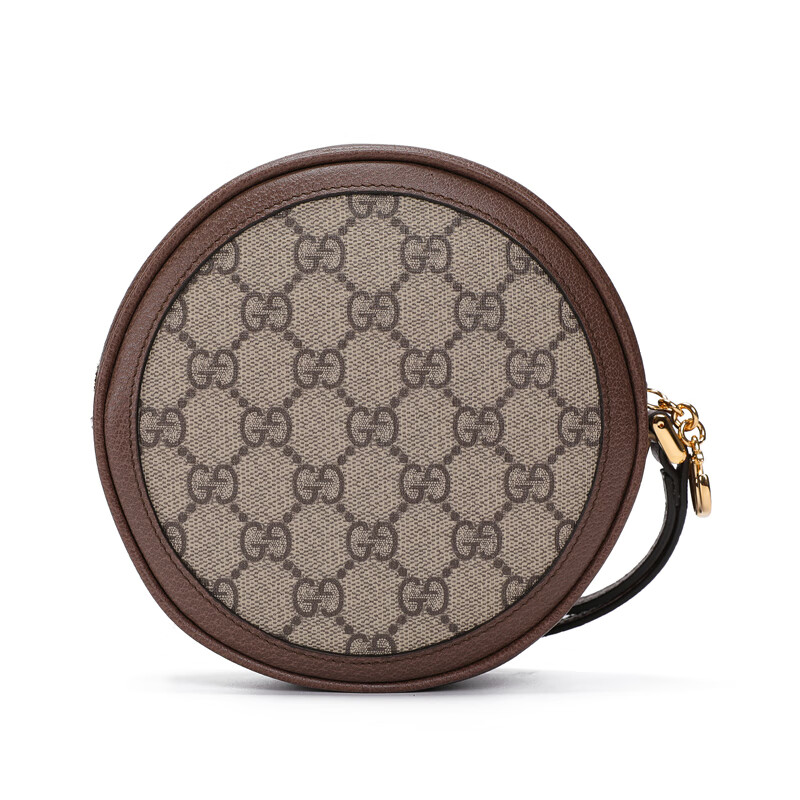 古驰gucci 女士ophidia系列米色/乌木色人造帆布gg圆形迷你手提包