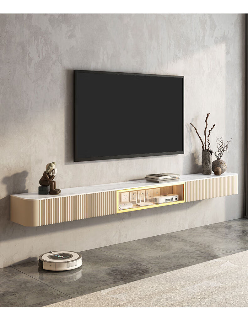 怡莱诺2022新款岩板轻奢电视柜悬空壁挂式茶几现代简约小户型悬挂式挂