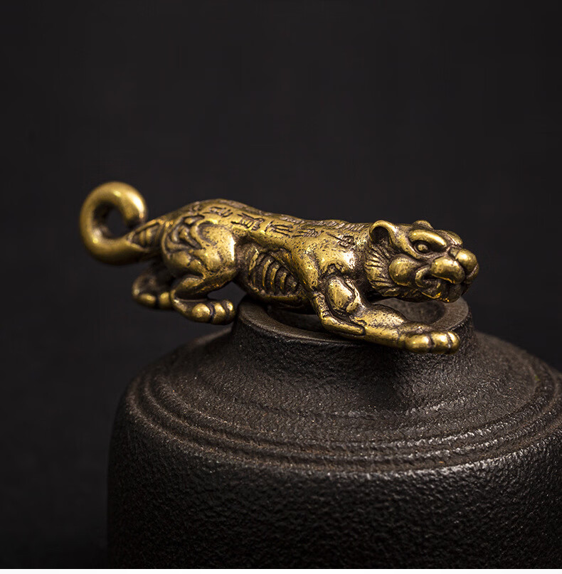 钥匙扣小挂件铜器高档男女潮兵符吊坠摩托车挂绳 黄铜虎符(带绳子)