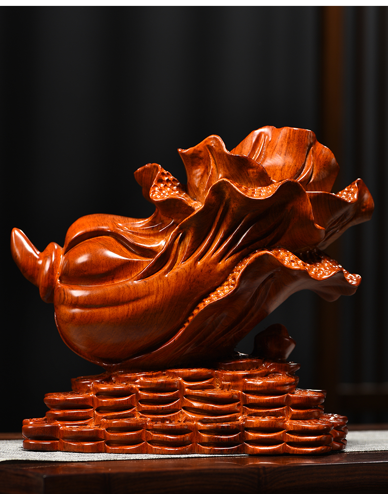 杞瑾木雕摆件白菜实木头雕刻新居客厅办公司书架玄关店铺开业工艺礼品