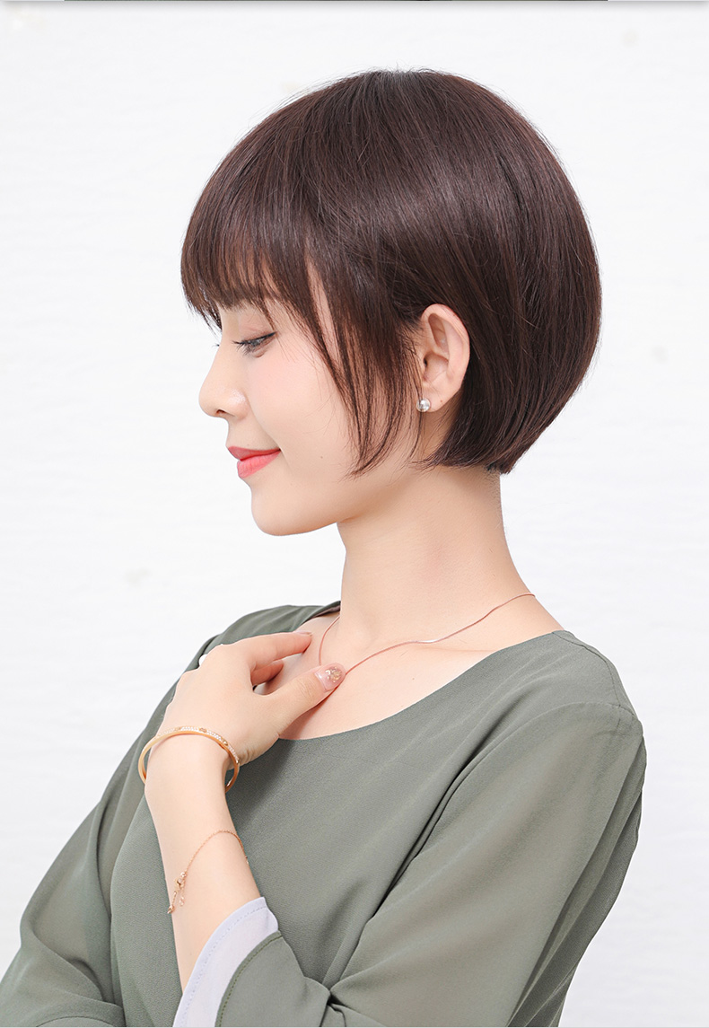 姬玛假发女短发波波bobo头短直发自然修脸女式全真发发套整顶真人发丝