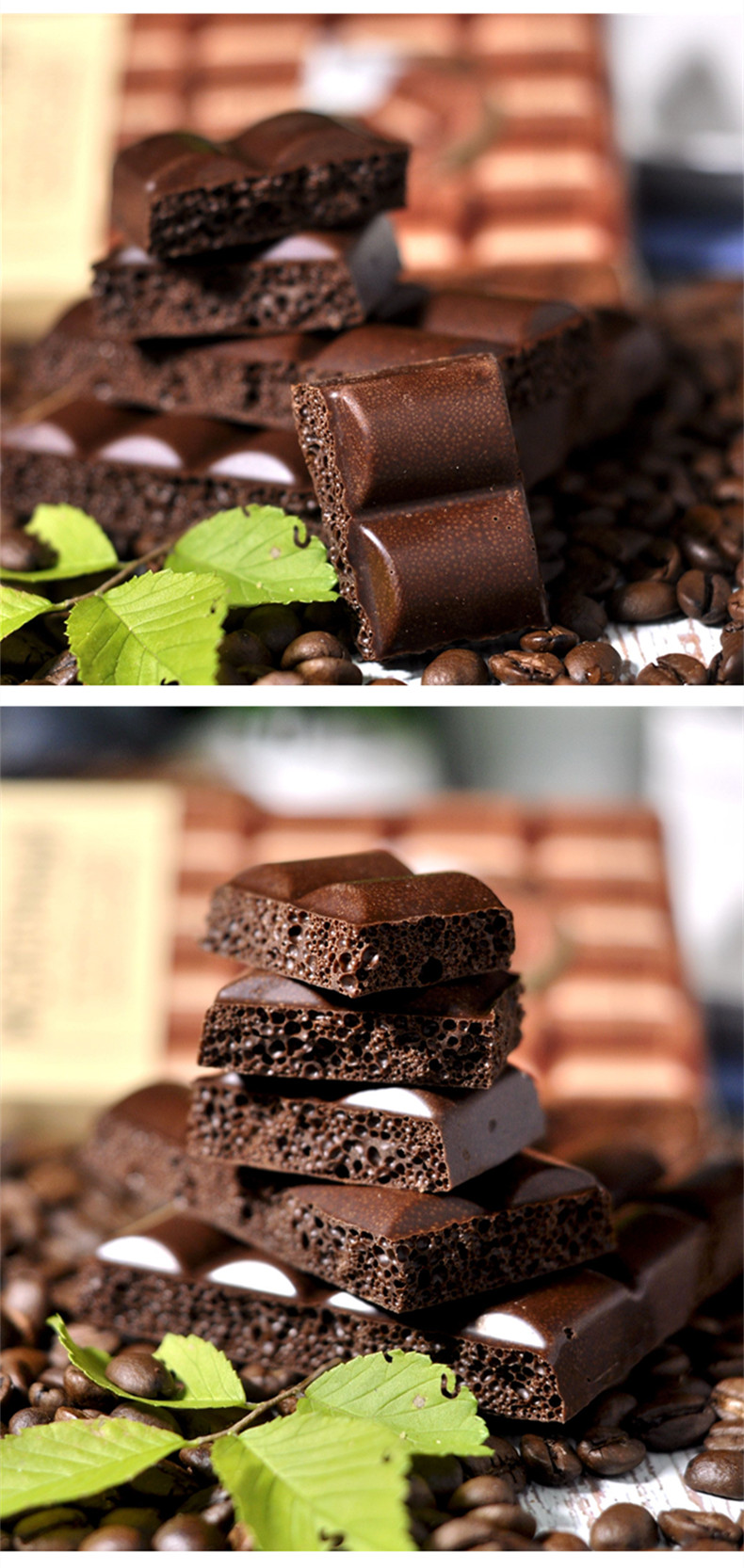 白巧克力俄罗斯气泡黑巧克力90g4块组合榛子味白气泡巧克力