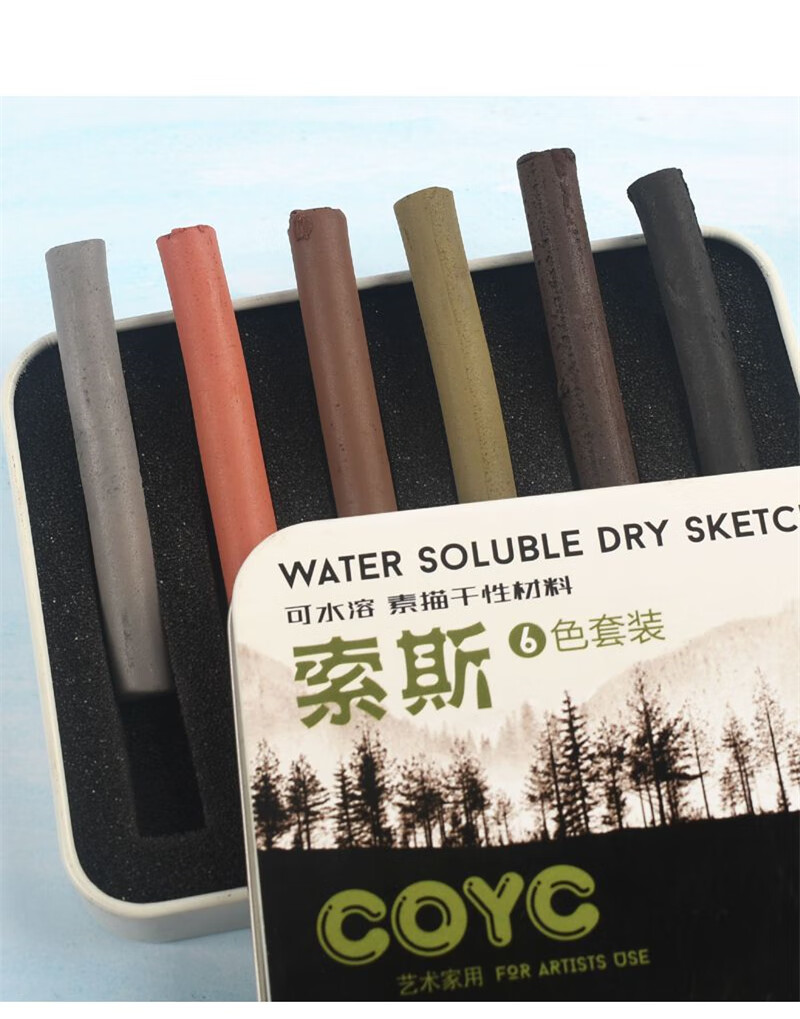 腾亿优品 海特索斯素描干性材料素描彩色炭精条可水溶性画画速写软炭