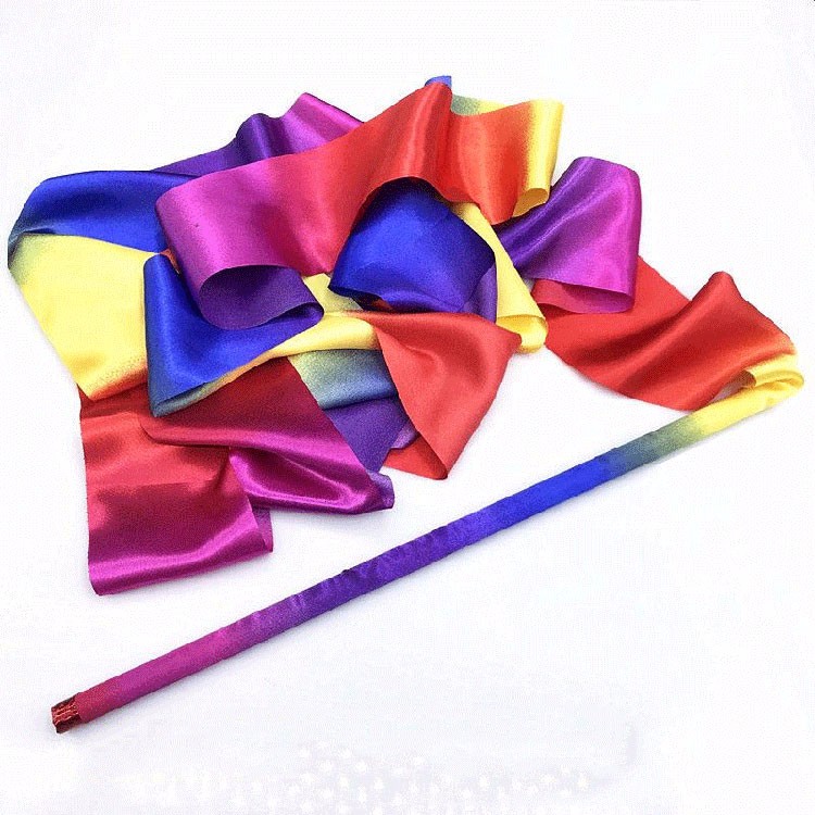 七彩绸体操彩带红绸带广场舞飘带舞蹈道具儿童彩带 6米*20厘米宽/伸缩