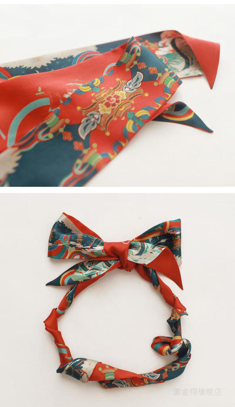 丝带头饰古风头绳敦煌丝巾文创极乐长条飘带女绑包丝带头绳森系百搭发