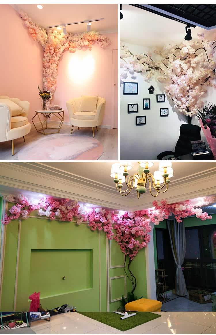 仿真樱花树装饰墙面客厅室内吊顶空调管道遮挡网红店婚庆假花藤条