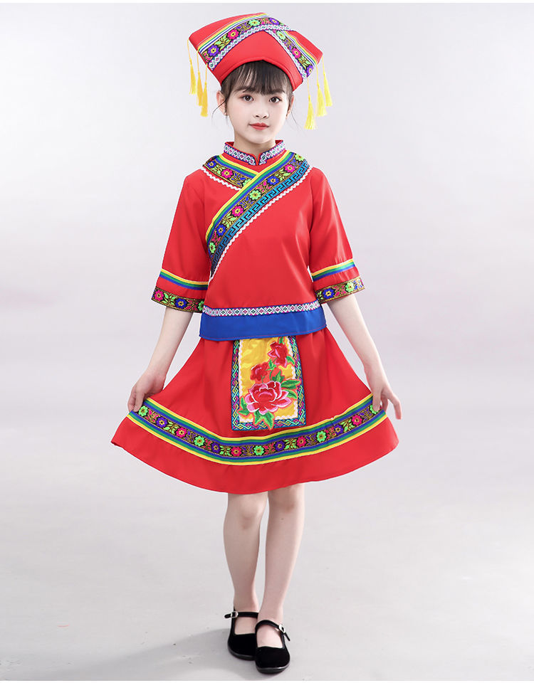 儿童苗族演出服通用童彝族傣族少数民族舞蹈服装童三月三壮族服饰女款