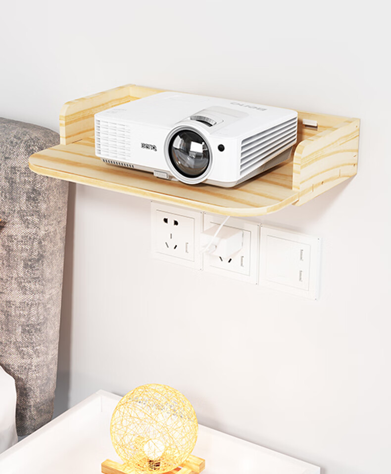小米坚果通用实木投影仪支架免打孔托盘架子投影架收纳盒固定挂架悬挂