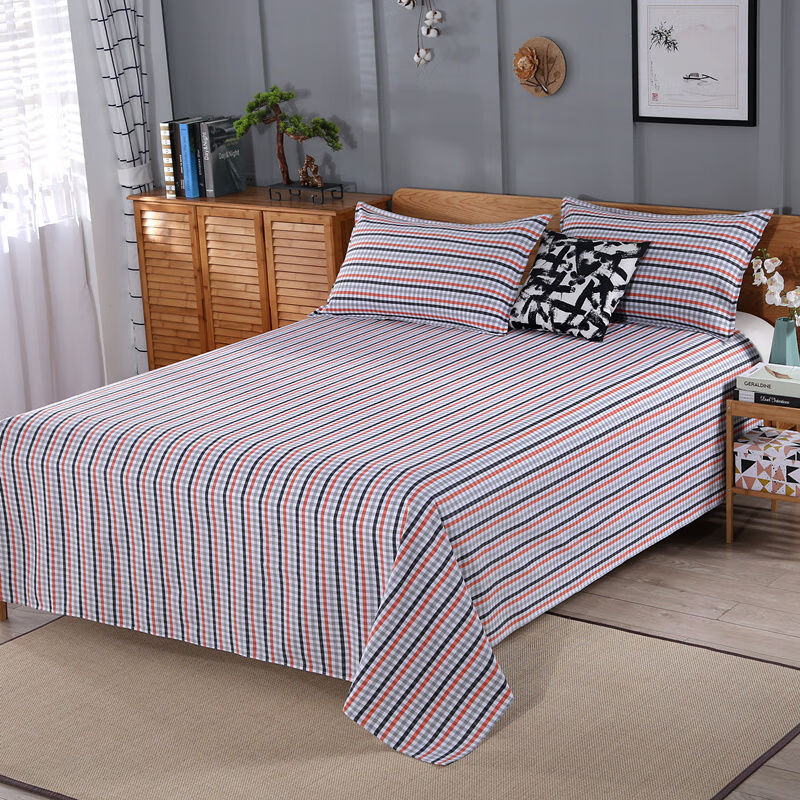 上新款加厚老粗布床单单件加大双人炕单单人学生宿舍老土布床单 蓝宽 