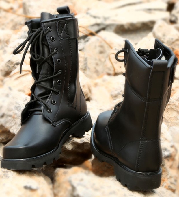 兵作战靴高帮钢头钢底真牛皮冬季羊毛保暖防水雪地靴军勾军训靴作战鞋