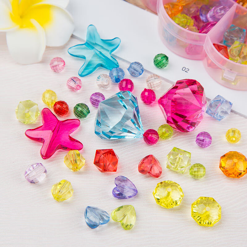 昂比熊儿童串珠手工diy制作材料宝石玩具手链项链女孩穿珠礼物益穿