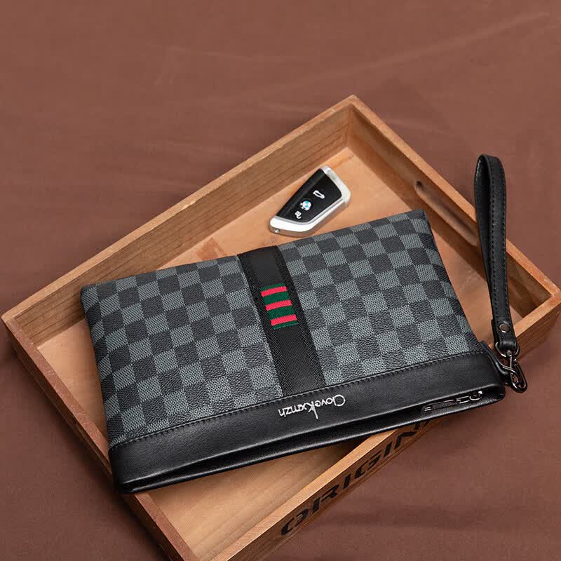 灵犀牛(linxiniu)奢侈品牌新款抖音男士手拿包商务手包经典格子手抓包