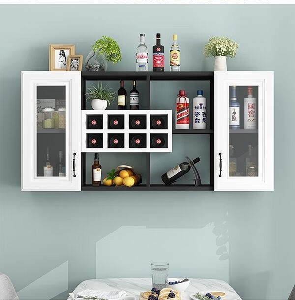 高脚杯架倒挂墙上酒柜酒架壁挂式红酒墙壁吊柜高脚杯红酒架餐厅置物架