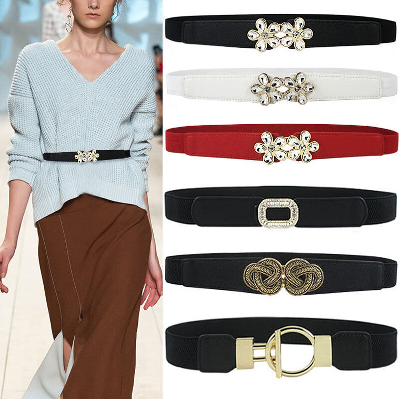 羽绒服腰带 单买连衣裙腰带装饰水钻宽腰封百搭时尚松紧腰带女黑色配