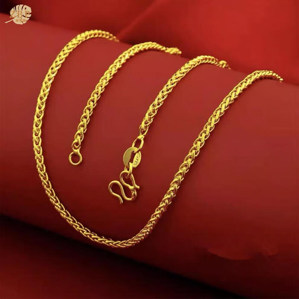 思房 黄金9999项链女款粗细锁骨链纯u金项链纯u金链子送女友礼物 万字