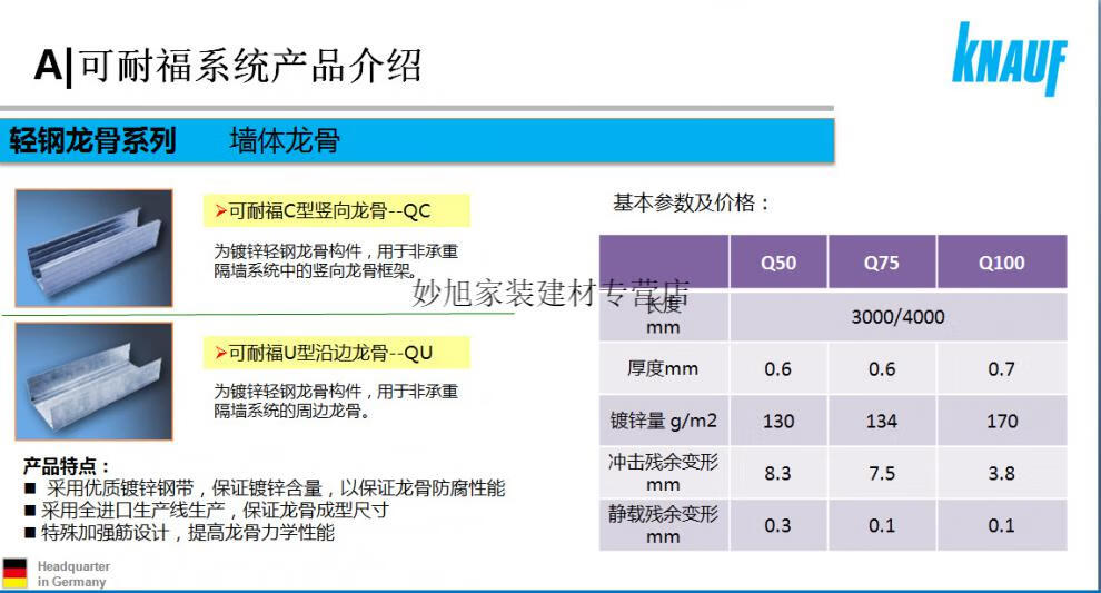 可耐福轻钢龙骨5075100隔墙龙骨定制多规格隔墙轻钢龙骨定制50隔墙