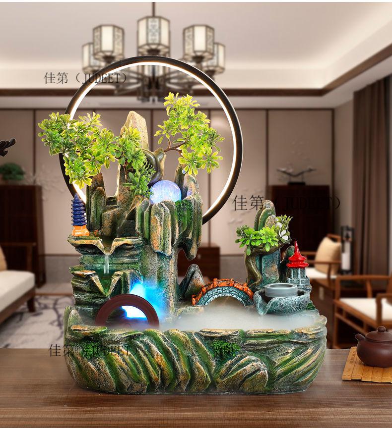 家里电视柜酒柜桌面装饰摆件假山流水喷泉风水轮摆件客厅玄关家居装饰