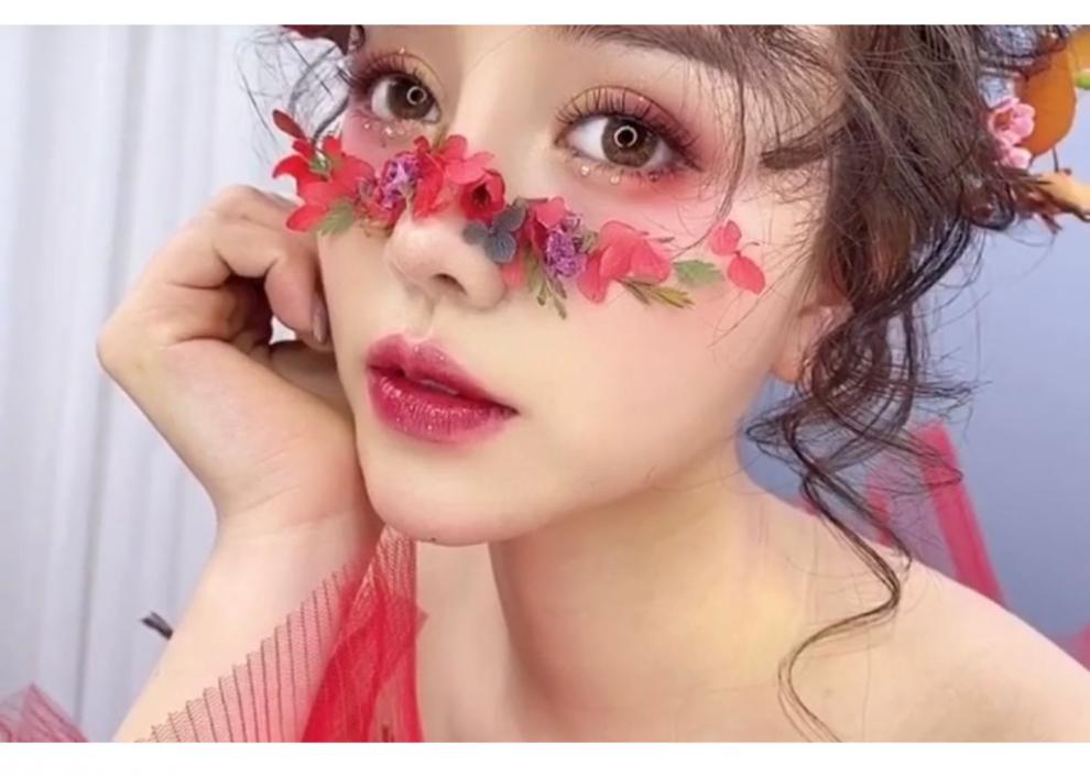 林小宅同款脸部贴花化妆干花贴脸饰品花瓣妆容拍照影楼写真仙女妆