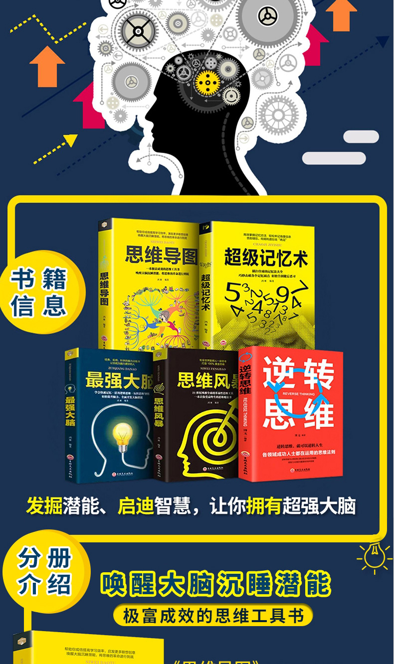 正版全套5册超级记忆术思维风暴最强大脑思维导图高效记忆术逆转思维