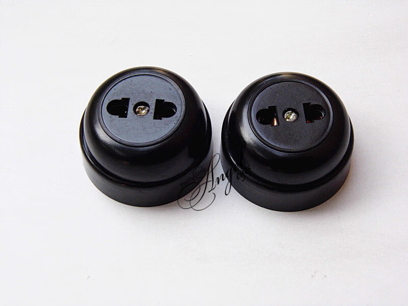 定做 昌春老式明装圆形二孔插座/胶木插座 10a 250v二极明插座棕色