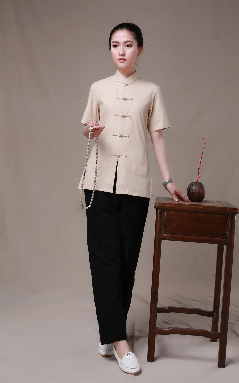 中医养生馆艾灸技师服男新款秋理疗馆推拿按摩工作服棉短袖上衣夏 男